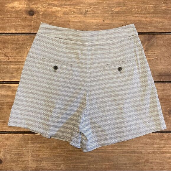 Anthropologie Elevenses Shorts Seaside White Gray Striped Size 4 small Bow - Picture 12 of 12
